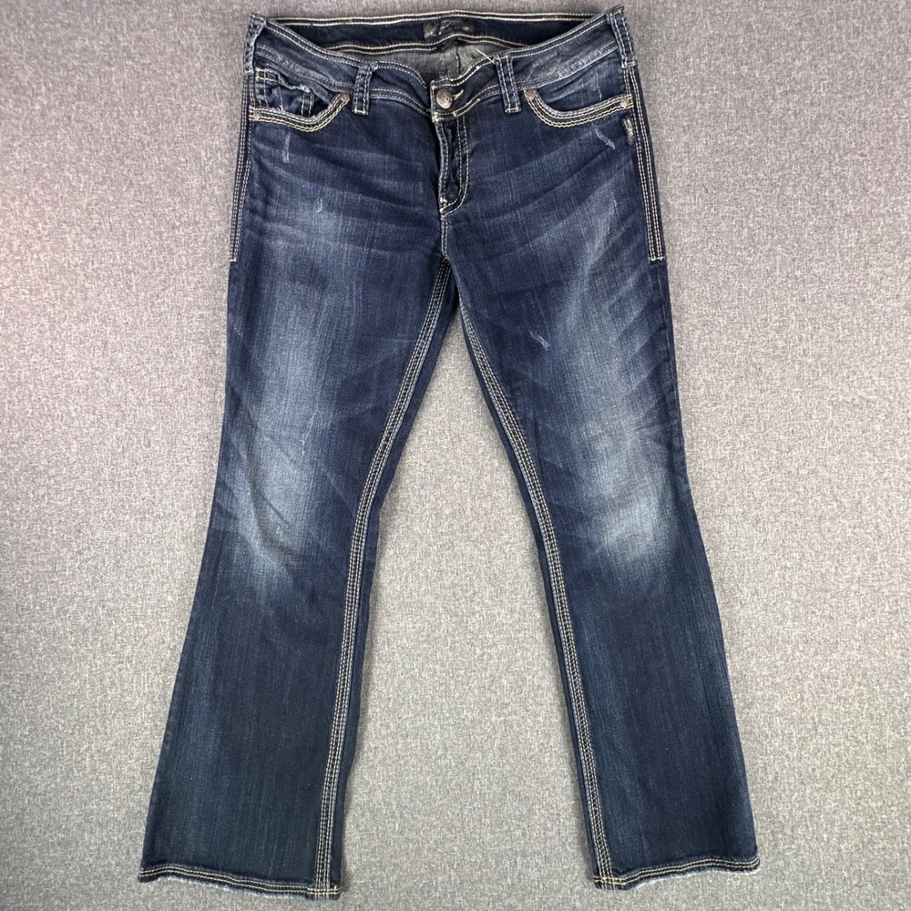 Silver Jeans Co. Jeans Womens 36 Suki Surplus Blue Bootcut Contrast Stitch